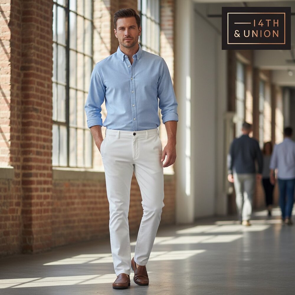 14th & Union The Wallin Stretch Twill Trim Fit Chino Pants NWT 36x34 White